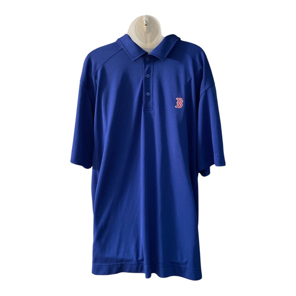 Blue Boston Red Sox Cooperstown Cutter & Buck Textured Solid Men's Polo EUC